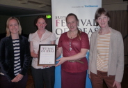 The winning team, pictured l-r: Becky Coffin (Meadow Bristol), Dr Katherine Baldock (Urban Pollinators Project), Teija Ahjokoski (Meadow Bristol) and Professor Jane Memmott (Urban Pollinators Project)