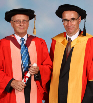 Professor David Townsend with orator Professor Nick Brook