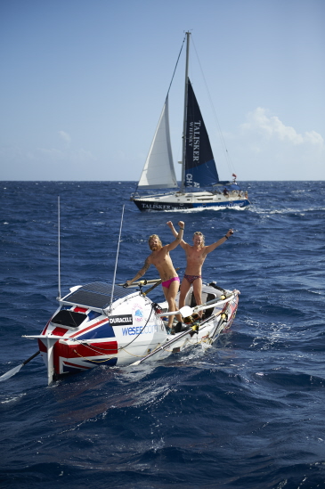 Jamie and Luke celebrate finishing the challenge