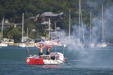 Jamie and Luke celebrate finishing the challenge