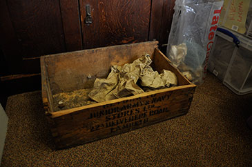 Image of the box of material from ancient Ur found in Bristol's Department of Archaeology  
