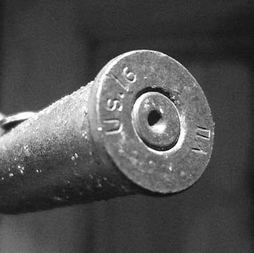 Image of one of a small assemblage of .303 shell cases that were manufactured in America 