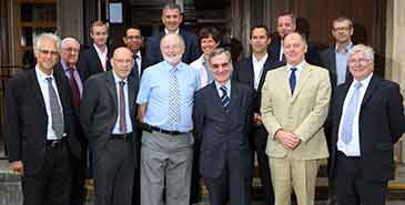 From left to right: Dr John May, Prof Peter Flewitt, Jean-Sebastioen Vogel-Gourgand, Prof David Smith, Regis Nhili (EDF), Neil Thomson (EDF), Prof David Clarke, Emmanuelle Pelletier (EDF), Yannick d'Escatha (EDF), Dr Tom Scott, Dr David Richards, Vincent de Rivaz (EDF), Prof Bruce Drinkwater and Andy Spurr (EDF)