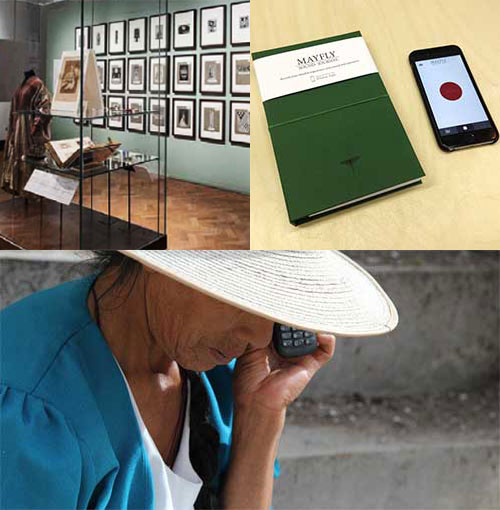 Images illustrating the three funded projects: Naked Objects, Mayfly and Quipu