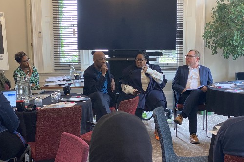 Image shows senior leaders at the Breaking Barriers to Black Academia: High Quality Research event