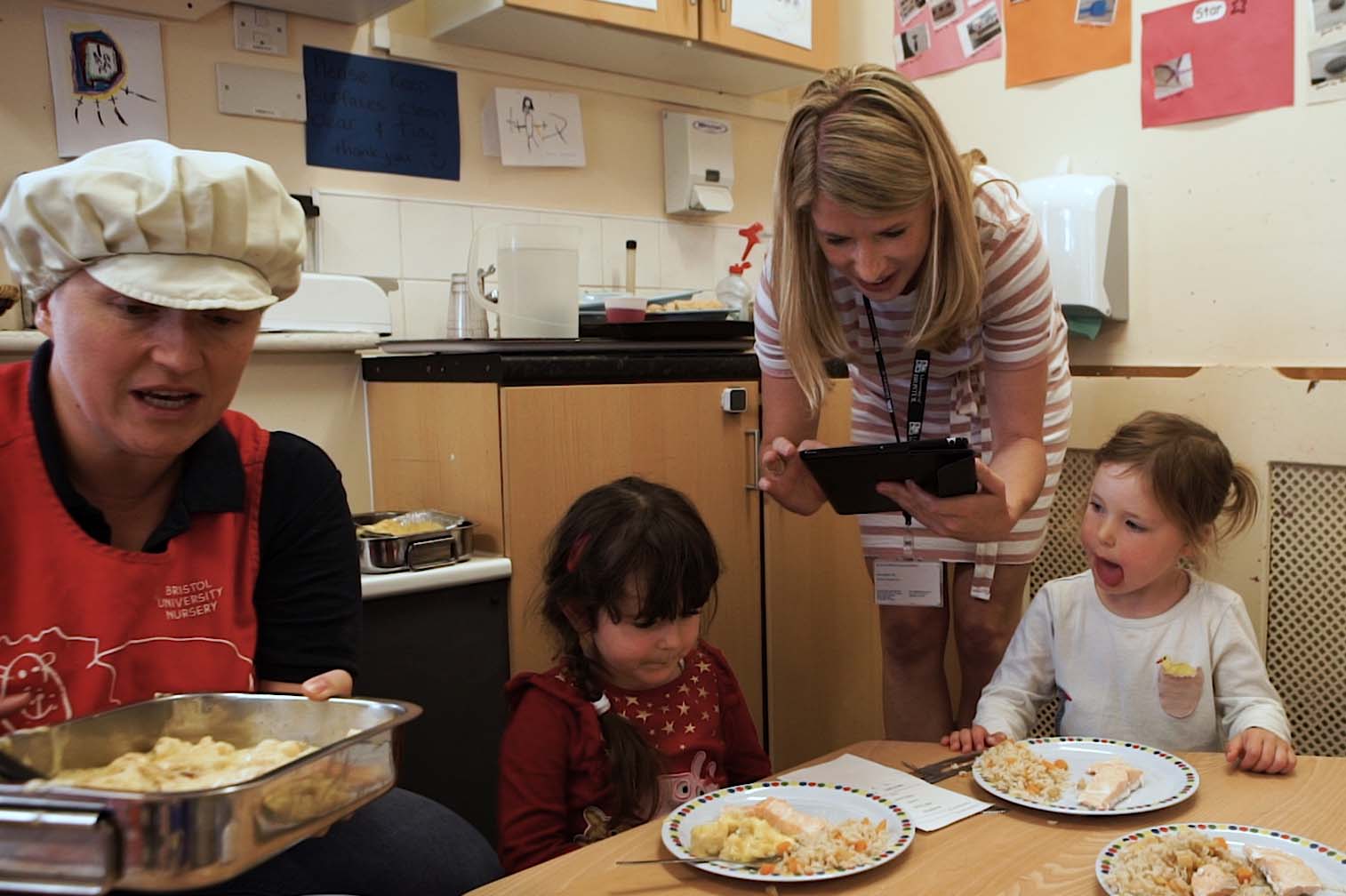 Preschoolers having lunch