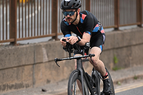 Paul Edwards competing in the 2025 Bristol Triathlon