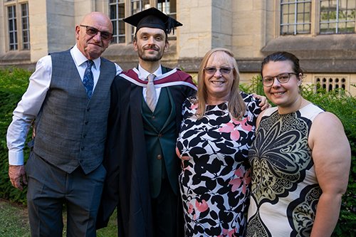 Paul Edwards with his father, mother and girlfriend