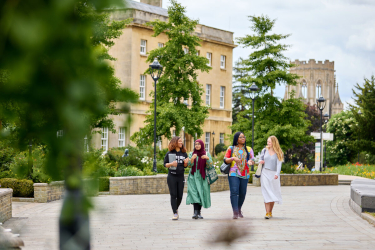 Students stroll in Royal Fort Garden