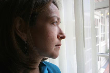A women looking out a window