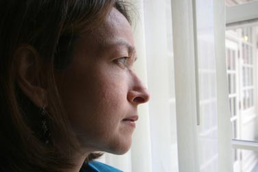 A women looking out a window