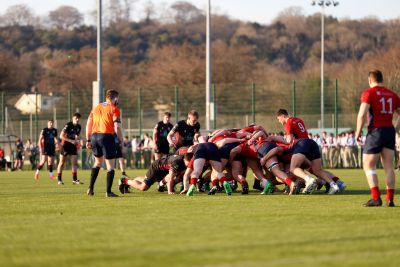 Rugby match action from Derby Day 2025