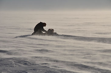 Dr Stephen Cornford calibrating his instruments in the field; image by David Vaughan