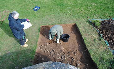 Image of excavating the eastern trench of Perthi Duon