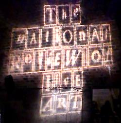 National Review of Live Art logo projected