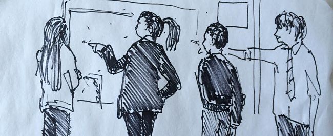 Drawing of teenagers