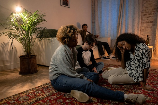family in a living room