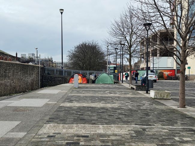 Tents on the streets of Bristol.