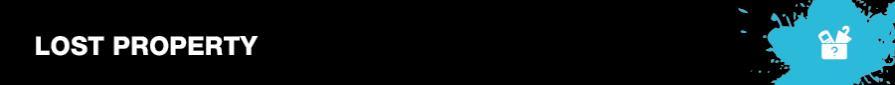 Header showing you are on the Lost Property page in black with a colour splash logo to the right hand side
