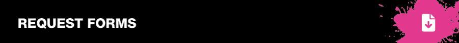Header showing you are on the Request Forms page in black with a colour splash logo to the right hand side