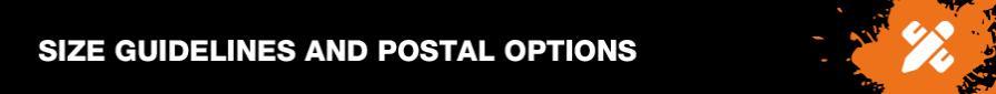 Banner as a title for the Size Guidelines and Postal Options page