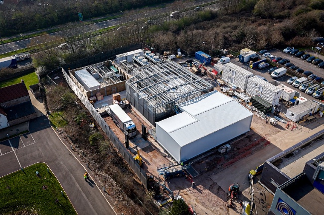 An aerial shot of the Isambard compound