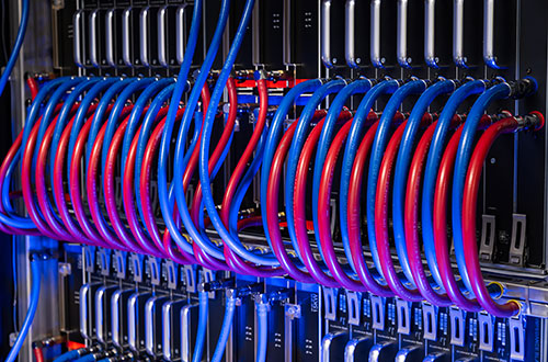 Close-up of colourful cables