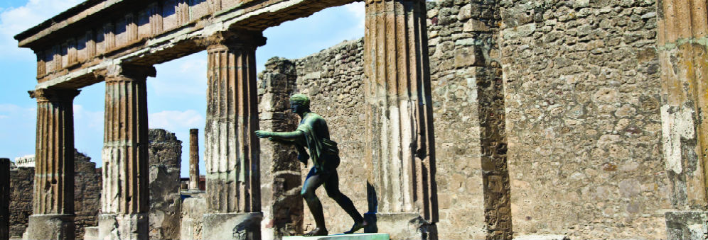 A bronze statue at the Temple of Apollo at Pompeii.