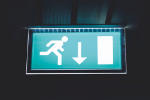 Fire safety sign for evacuations and fire drills 