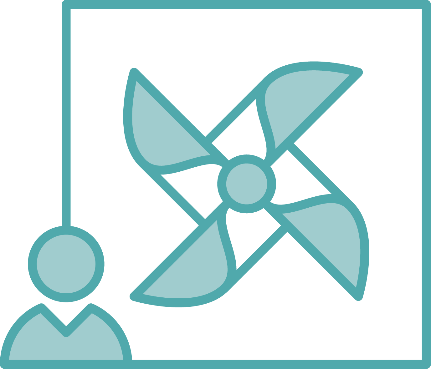 Person with a pinwheel, icon