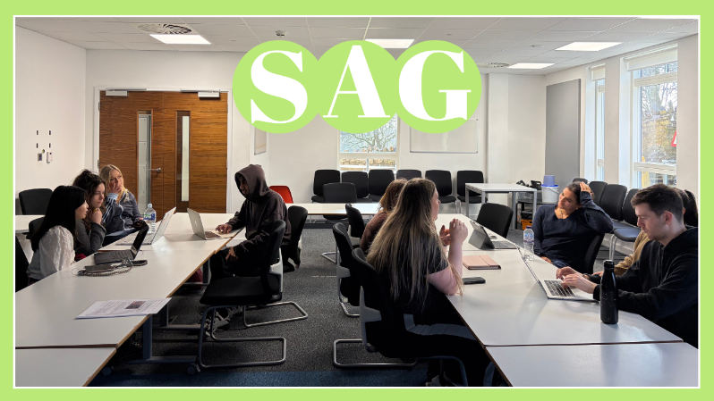 Student Advisory Group members working together during a SAG meeting