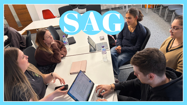 Student Advisory Group members working together during a SAG meeting