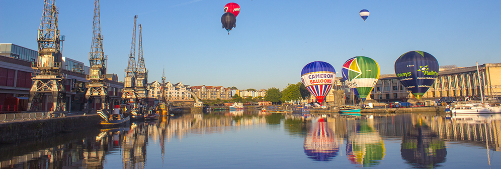 Hot air balloons on Bristol harbourside