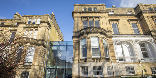 Exterior of the School of Humanities, based in the historic villas on Woodland Road.