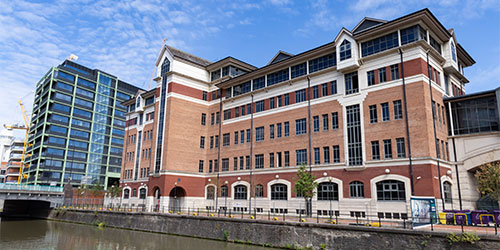 The exterior of the new dental school.