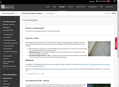 Blackboard course with 2016 theme applied.