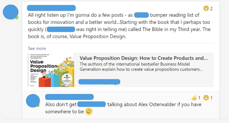 MS Teams chat where someone suggests a book.