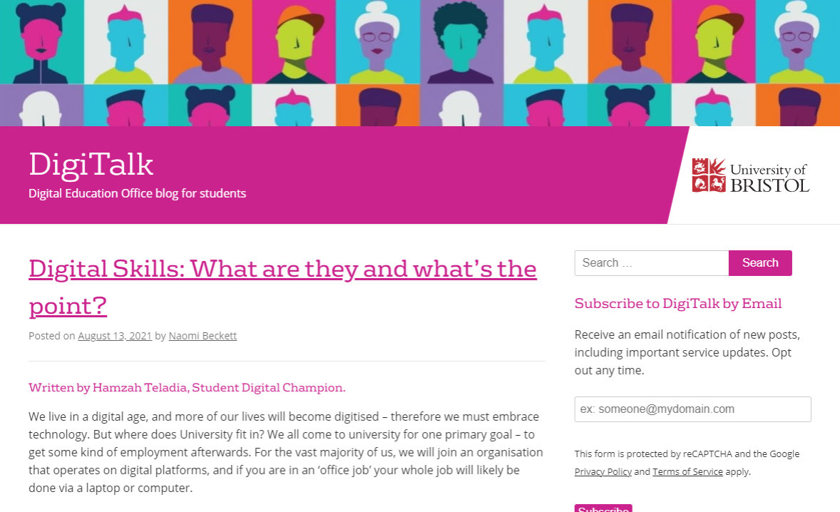 Screenshot of the DigiTalk blog