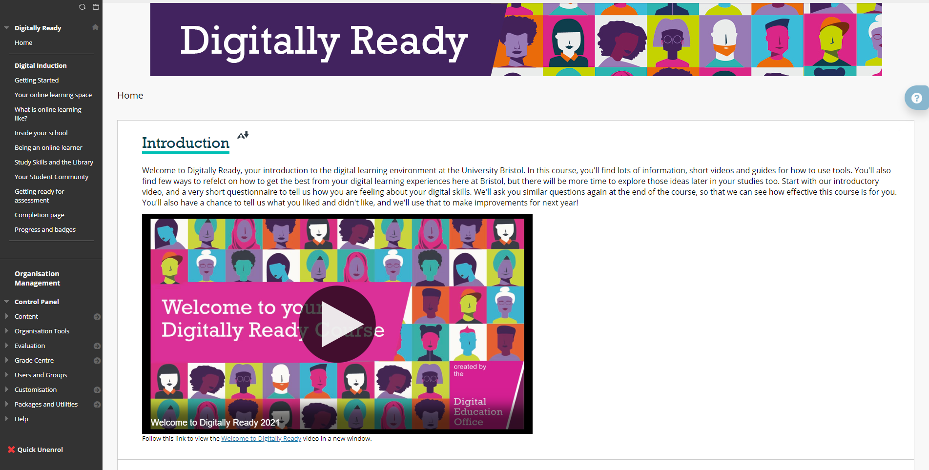 Digitally Ready course for first year students 2021 Screenshot