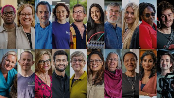 Headshots of twenty people of different races, genders and ages.