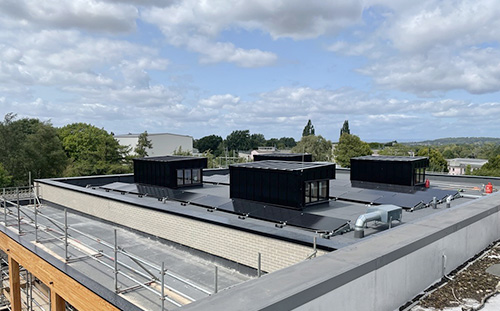 pv panels on roof of new building